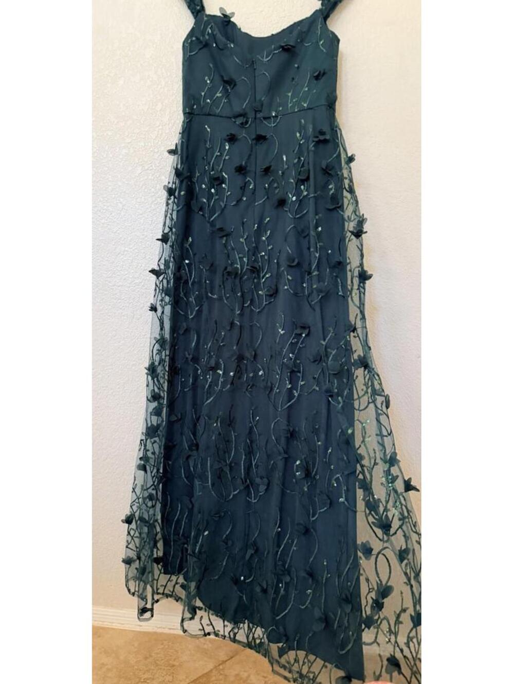 New Dessy Collection 3D Embroidered Off the Shoulder Gown In Evergreen 10 $279 - Picture 9 of 11